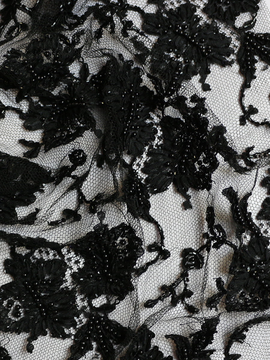 Cali Fabrics Black Chantilly Lace Fabric by the Yard