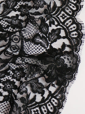 Black cut out chantilly lace trim - Lace trim - lace fabric from