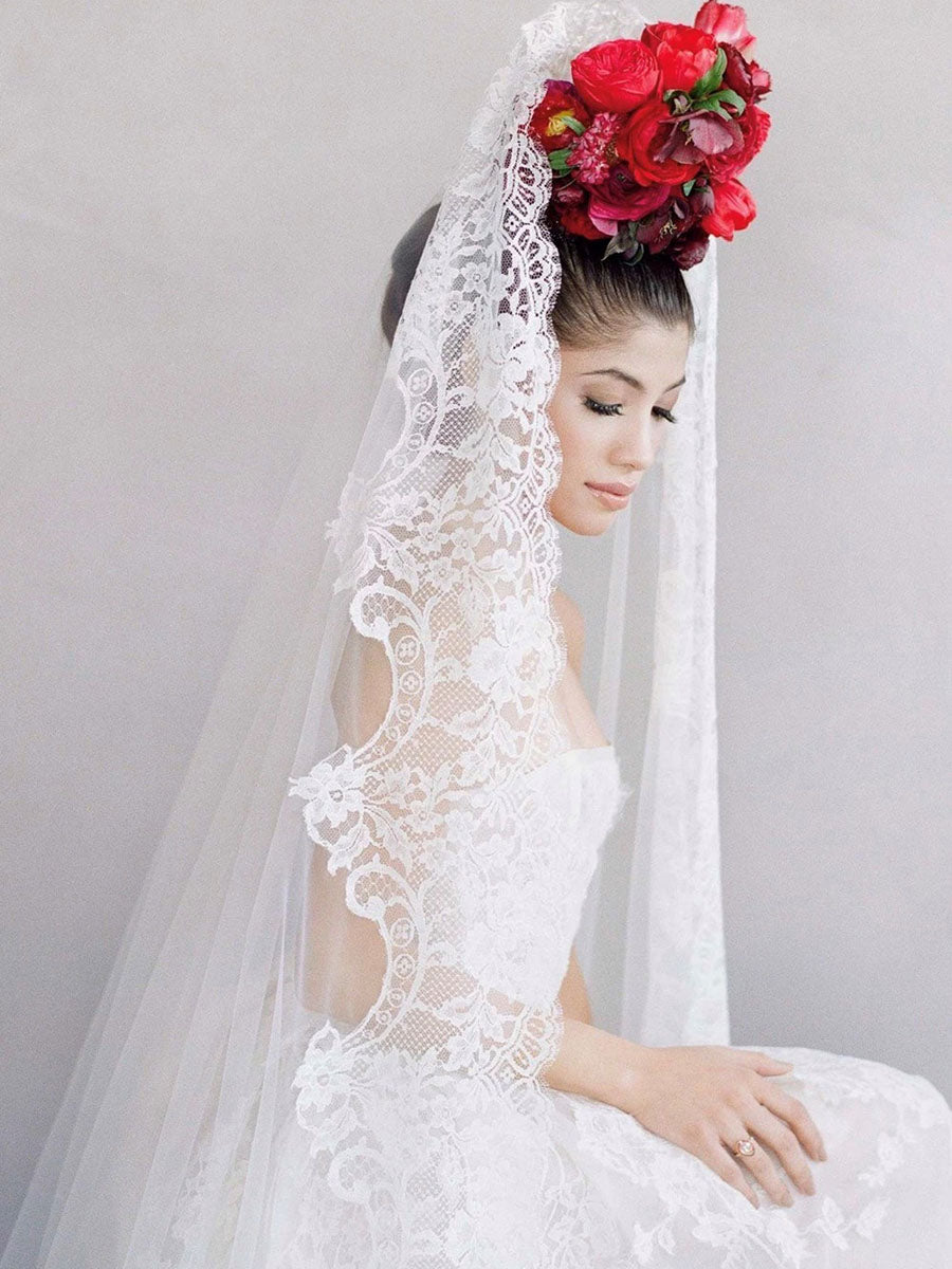 White Lace Border with Silver Thread - Bridal, Wedding