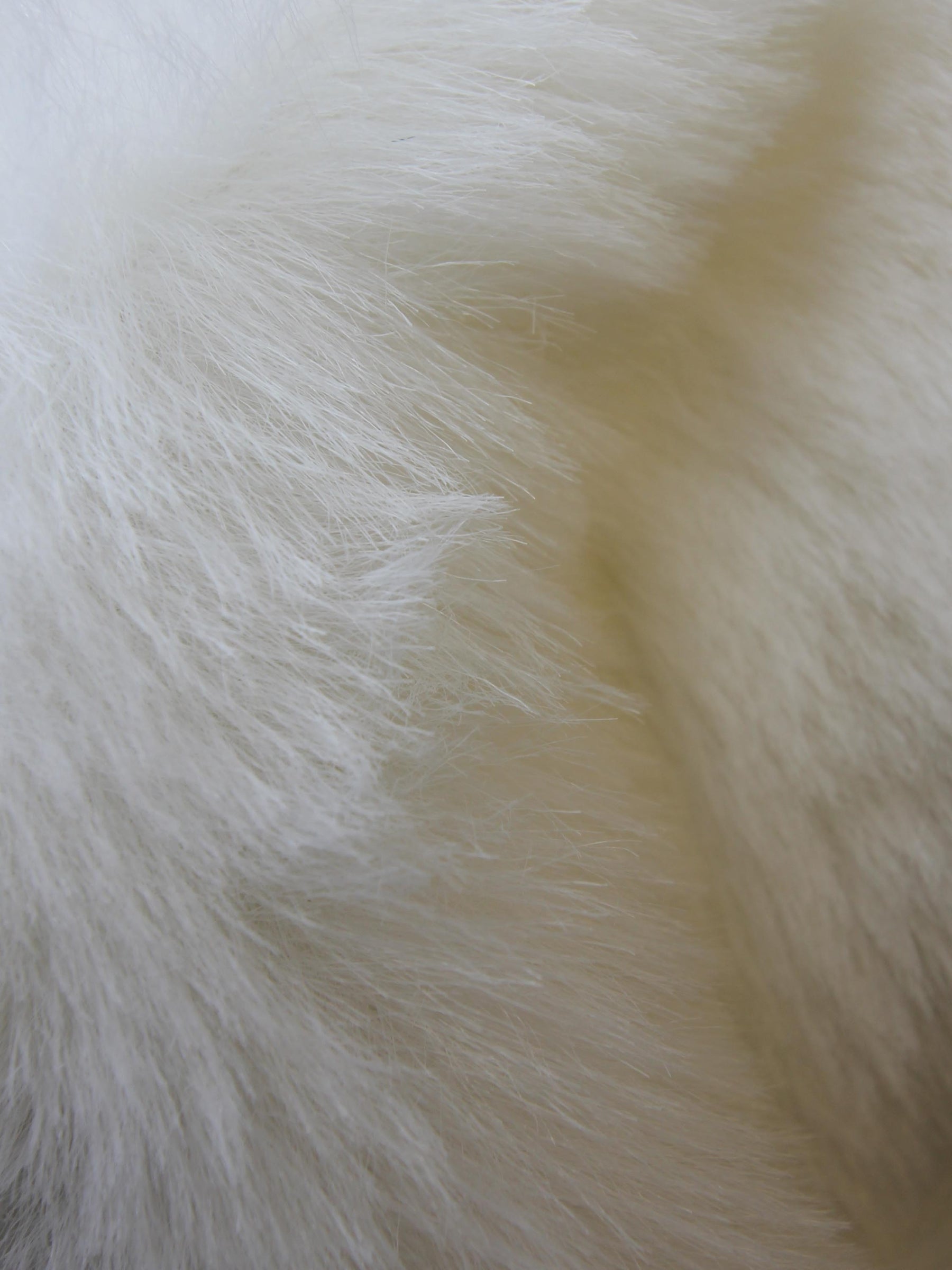 Super soft ivory pleated fake fur fabric 